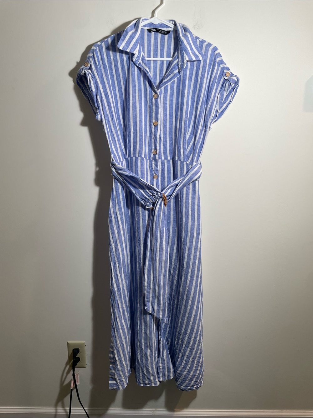 Zara linen shirt dress with belt M